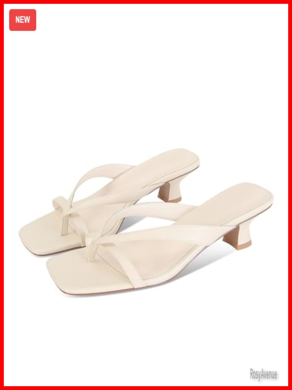 MICIFA Kitten Heel Sandals for Women Low Heels Flip Flop Strappy Mule Rounded